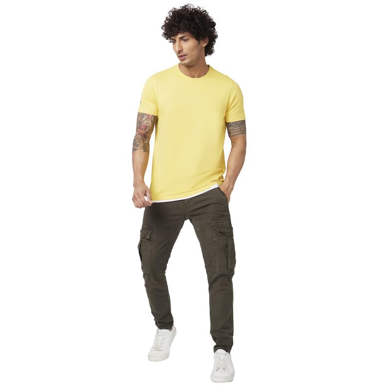 Image of Spykar Men's Slim Fit Round Neck Half Sleeve Solid Casual T-Shirt