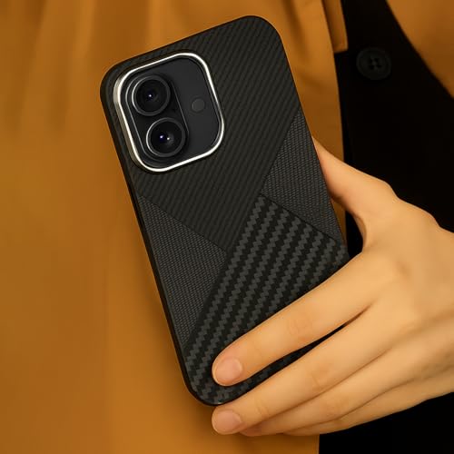 Image of AIBEX Aramid Fiber Mag-Saf Case Compatible for iPhone 16 | Slim Protective Back Cover with Built-in Magnets | Wireless Charging Support | Camera Ring Stand | Shockproof with Air Guard Corners