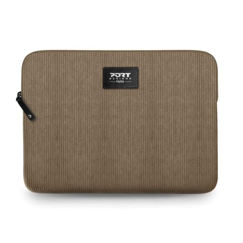 PORT Designs Housse Milano II pour Ordinateur Portable en Velours avec Protection matelassée (Marron, 13-14")