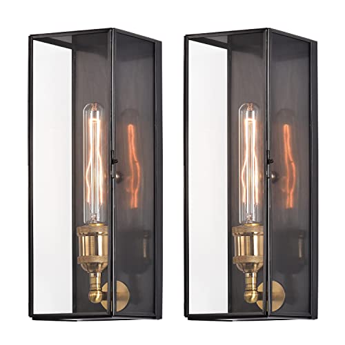 c cattleya Outdoor Wall Lanterns Set of Two, Solid Brass Waterproof Exterior Light Fixtures, Front Porch Lights Outdoor Sconces Wall Lighting for House Patio Yard Garage Hallway Entrance