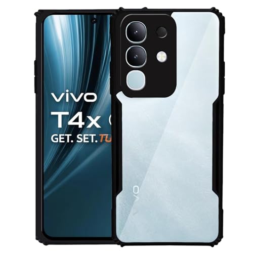 Image of RRTBZ Camera Protection Shockproof Clear Back Bumper Eagle Back Case Cover PC+TPU Compatible with Vivo T4x 5G / iQOO Z10x 5G -Black