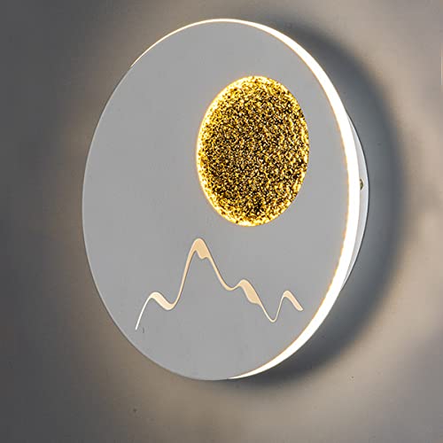 ZTWLEED Aplique Pared Interior,24W Lámpara de Pared Moderna Para Interior,Aplique de Diseño de patrón de Luna y Montaña,Blanco Iluminación de Pared Para Dormitorio,Pasillo,Blanco Natural 4000K Cover