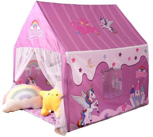 Princess Unicorn Castle Playhouse with Mat – Indoor & Outdoor Lar...