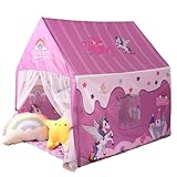 Naibrxh Princess Unicorn Castle Playhouse with Mat – Indoor & Outdoor Large Kids Play Tent for Imaginative Games Girls Toy House Gift Sizes 47×46.8×38.1In
