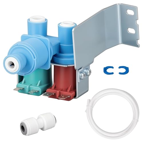 Upgraded W10408179 W10179146 Refrigerator Water Inlet Valve Compatible with Whirlpool Kenmore Maytag IKEA KitchenAid Ice Maker WPW10179146 Water Valve with Tubing Connector Replaces 4389177 W10445780