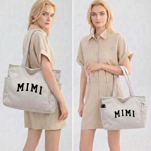 Bolso para mamá Tote de pana blanco miniatura 2
