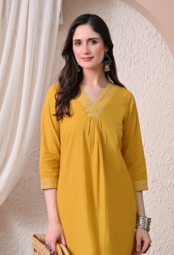 Image of Truvon Fashions Stylish Women's Co-Ord Kurta with Pant Set Cotton Floral Kurti for Women