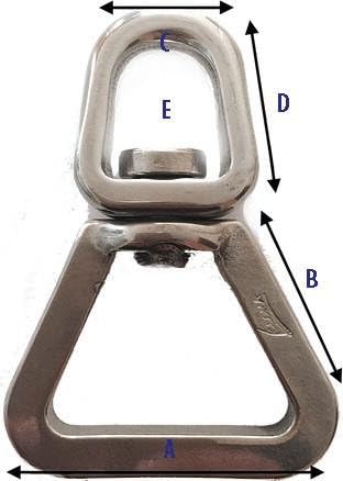 Nautos Stainless Steel Swivel Ring/Triangle 28mm and 37mm Length