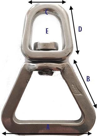 Nautos Stainless Steel Swivel Ring/Triangle 28mm and 37mm Length (37mm)