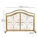 FCONFU Single Panel Gold Scroll Metal Fireplace Screen with 2 Doors 37.8 × 30.7 Inch, Solid Steel Fireplace Spark Guard Flat Gate Stand Mesh Cover, Black