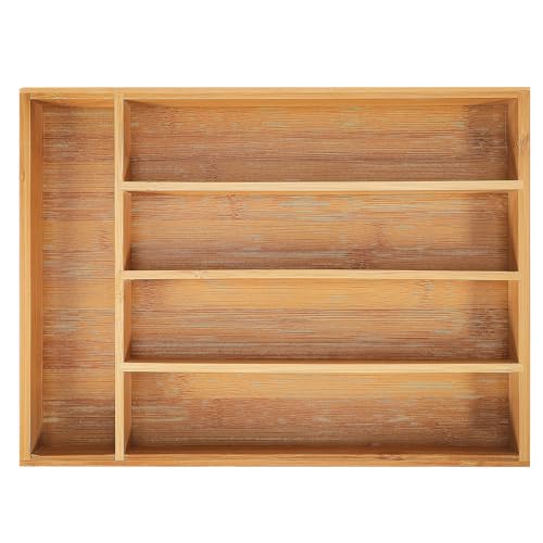 HIAKDOFT Organizador de Cajones de Cocina Estrecho de con Compartimentos para Cubiertos y Bandeja Divisoria Versátil para Tenedores y Diseño Elegante y Funcional para Menaje de Cocina