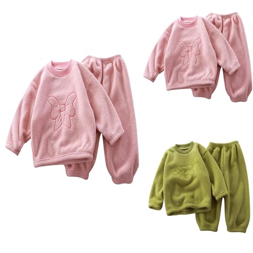 Toddler Baby 2-Piece Fleece Sweatshirt Jogger Boys Girls Set outfits Cute Bows Letter Sweater Sweatpants Fall Winter