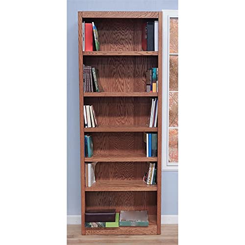Bowery Hill Traditional 84" Tall 6-Shelf Wood Bookcase In Dry Oak #TOP5
