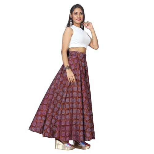 Image of JYESHTA Women's American Crepe Flared A Line Stitched Long Skirt with 12 Mtr Flare 40 in Height | Skirts for Women Long Length | Long Skirts for Girls