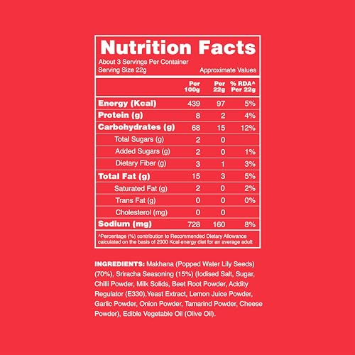 Image of Taali Roasted Makhana | 60 gm (Pack of 6) | Sriracha Spice | 100% Vegatarian | Gluten Free, No Cholesterol, No Trans-Fat