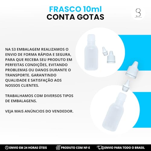 Frasco Plástico 10ml Conta Gotas Lacre Premium - 5un
