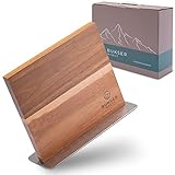 Premium Messerblock magnetisch beidseitig aus massivem Akazienholz, Messerblock ohne Messer magnetisch, zur Messer Aufbewahrung mit rutschfester Unterseite, unbestückte Messerblöcke, Messer Halterung