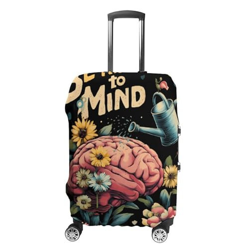 Brain Floral Be Kind To Your Mind Luggage Covers Washable Travel Suitcase Cover Elastic Baggage Protector