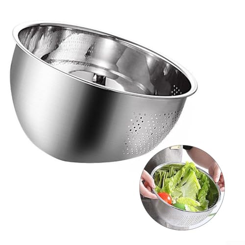Gdfnmogo Cuenco para lavar arroz, colador de acero inoxidable, drenaje y enjuague de malla fina para arroz y granos, diseño inclinado con escurridores laterales, garantiza una rápida W (material 304