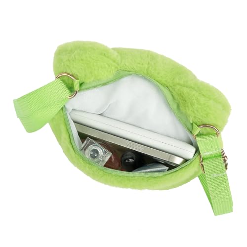 Image of Bycobecy Kawaii Frog Plush Purse Crssobody Bag for Women, Small Cute Frog Bags Fluffy Purse, Stuffed Animal Bag Novelty Purse (Green)