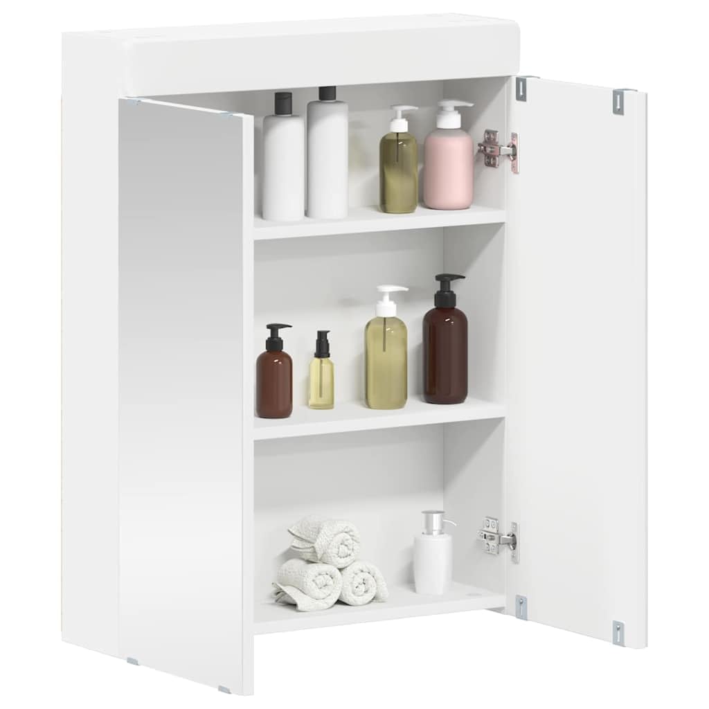 vidaXL Szafka z lustrem do łazienki TULUM Biały 60 x 16,5 x 78 cm, Nowoczesna prostokątna szafka łazienkowa, solidne rozwiązanie do przechowywania, oszczędność miejsca w stylowym zestawie mebli
