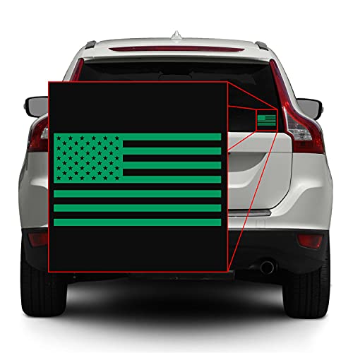 Image of American US Flag [Pick Color /Size] Vinyl Decal Sticker for Laptop /Car /Truck /Window /Bumper (18in x 10in, Matte Green)