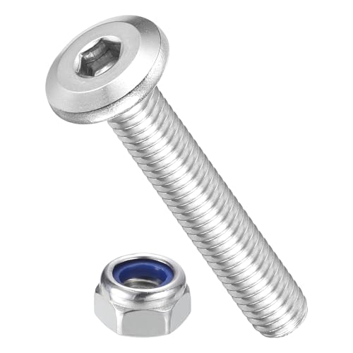 Image of METALLIXITY Crib Screws Replacement Set(M6-1x35) 40Pcs, Silver Tone, 304 Stainless Steel Hex Socket Screws with Lock Nuts - for Furniture Woodworking Project, Silver Tone