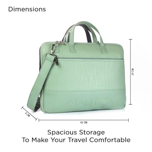 Image of Nautica Padded Laptop Sleeve Stylish Leatherette Bag | Waterproof Protective Cover with Handle & Detachable Sling Strap | Compact and Comfortable for Travelling | Suitable up to 15.6 Inch Laptop