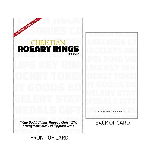 Image of VILLAGE GIFT IMPORTERS Rosary Rings | 4 Styles with Colored Enamel | Holy Figures and Saints Finger Rosary | Carded and Modern | Christian Jewelry (Sacred Heart - Red Enamel)