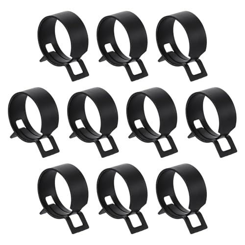 sourcing map 10pcs Spring Band Type Hose Clamps 25mm Fuel Line Hose Spring Clip Silicone Vacuum Hose Pipe Clamp Low Pressure Tube Clip Fastener, Black