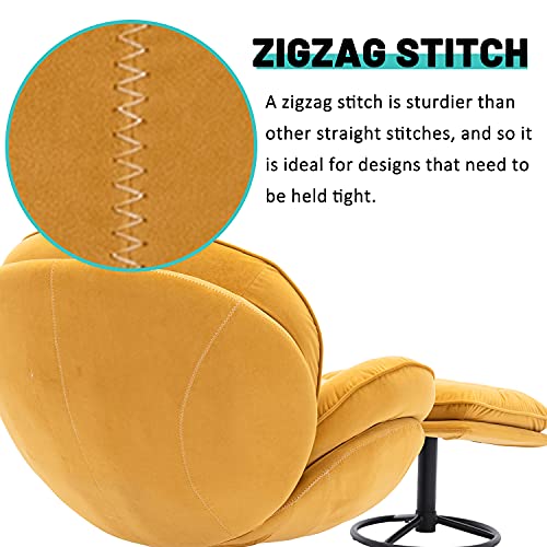Joybase Swivel Accent Chair With Ottoman, Velvet Armchair With Ottoman, Mid-Century Modern Lounge Chair And Ottoman Set, Reading Chair With Footrest For Living Room Indoor Bedroom (Yellow) #TOP6
