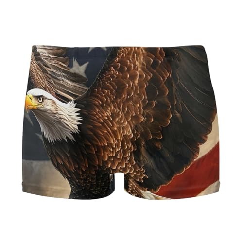 Bald Eagle American Flag July 4th Mens Swim Trunk Swimwear Swim Brief Square Leg Board Short S S0406738