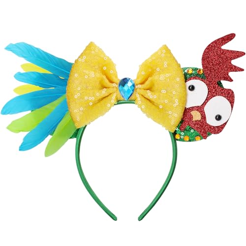 ODESABO Mouse Ears Headband Chicken Ears with Shiny Bow Costume Accessories for Halloween Cosplay Birthday Theme Party