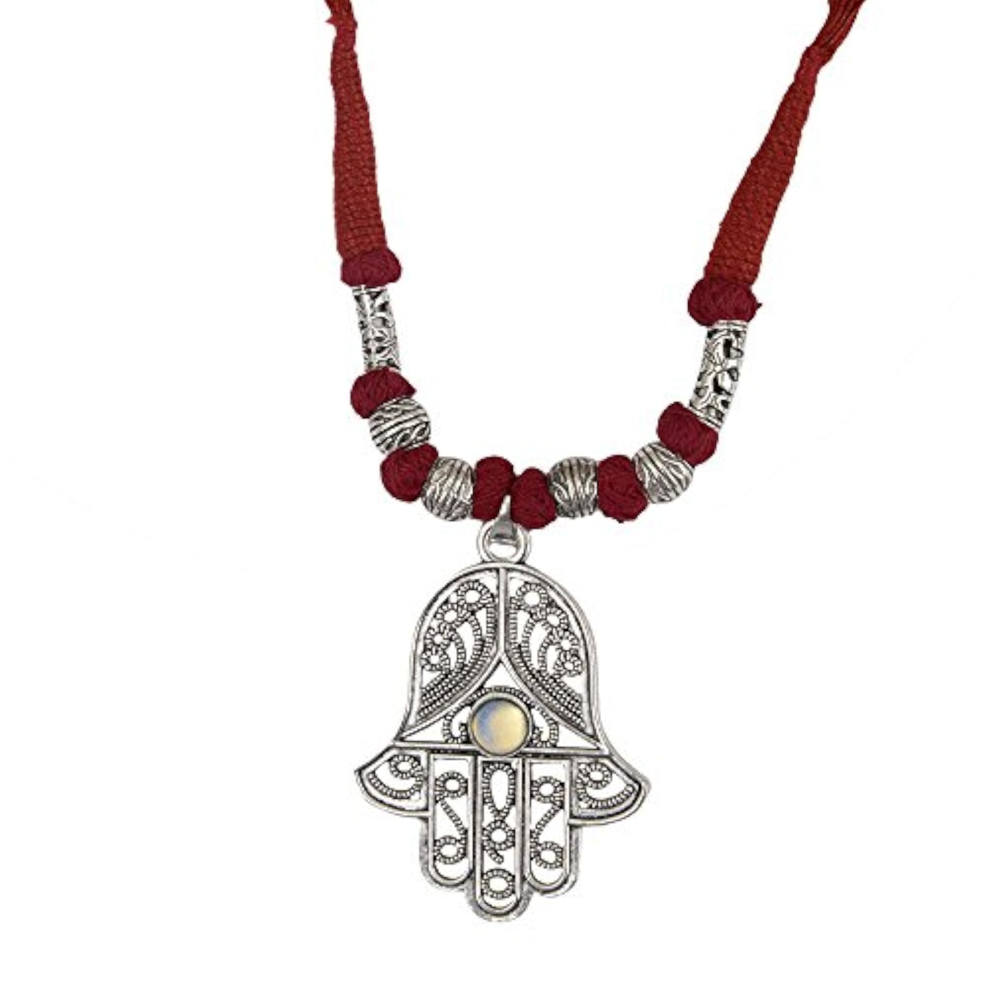 Boho Tribal Necklace in Silver with Turquoise Beads