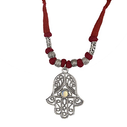Boho Tribal Necklace in Silver with Turquoise Beads