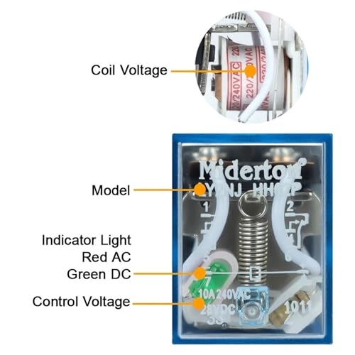 Relé electromagnético MY2NJ AC 220V de 8 pines con base de zócalo para riel DIN 5