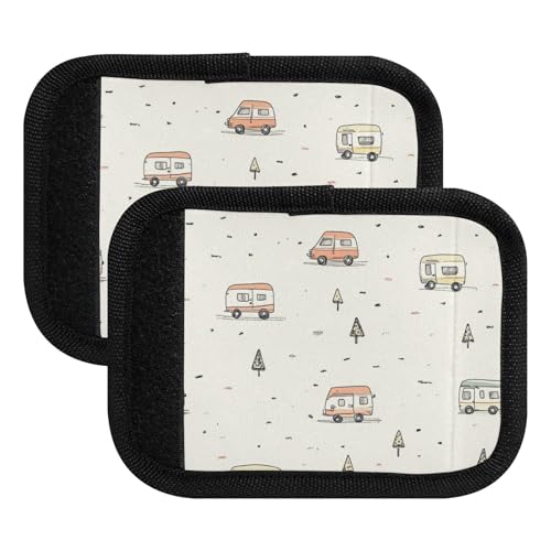 ZRWLUCKY 2 fascette per maniglie dei bagagli, camper, roulotte, auto, beige, morbide, robuste, etichette per bagagli per accessori da viaggio