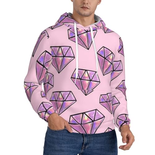 Sweat à capuche homme diamant rose avec cordon et manches longues