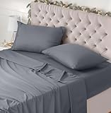 Utopia Bedding - Set Lenzuola Letto Matrimoniali 4 Pezzi 180x200 cm - Spazzolata Poliestre di Microfibra - Oeko-Tex Certificato - Lenzuolo con Angoli, Lenzuolo Piatto e 2 Federe 50x75, Grigio