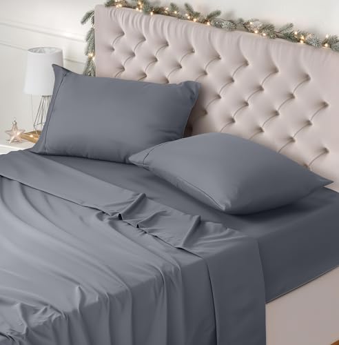 Utopia Bedding Juego Sábanas De Cama - Microfibra Cepillada - Sábanas Y 2 Fundas De Almohada - (Cama 135, Gris)