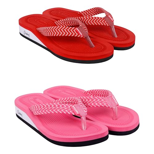 Image of Dashny Women's (1436-1434) |Extra Super Soft Comfortable Slippers |Red Brown Casual Slides Slippers