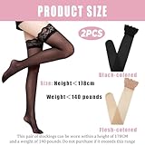 2PCS Shiny Thigh High Stockings, for Women, Silky Sheer Hold Ups with Anti-Slip Silicone Lace Top, Glossy Transparent Lingerie Stockings, Sexy Elegant Stay Up Hosiery for Parties, Costumes, Dresses - Image 2