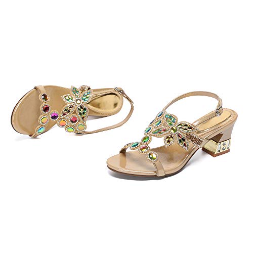 Image of Women's Handmade Rhinestones Crystal Heel Evening Bridal Wedding Prom Sandals Heeled 6.5 cm