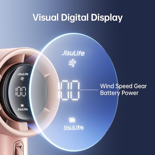 Image of JISULIFE Handheld Fan Pro1S - Next-Gen Airflow: Up to 12h Runtime, Pearlescent ABS - Elegant Strength, 1-100 Speed Scroll Wheel, 3600mAh-Portable Fan for Travel, Gifts for Women Men(Iceberry Pink)