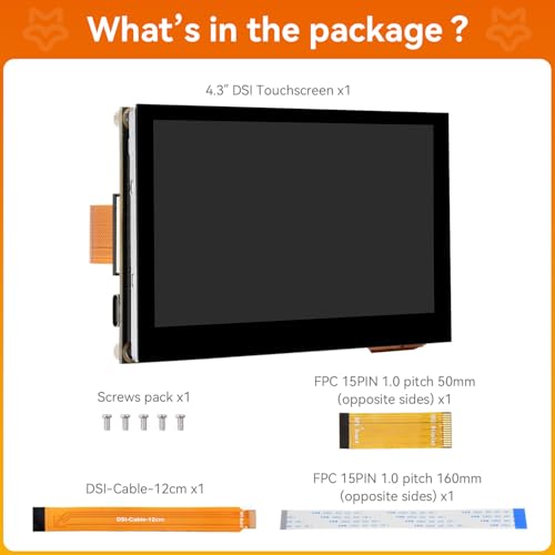 Image of KLAYERS LUCKFOX DSI Display for Pi 5 /4B /CM4 /CM3 Support 3D Printing, Capacitive Touch 800x480, Toughened Glass LCD Panel for Raspberry Pi 5