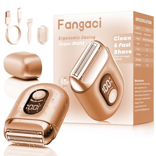 Fangaci Cordless Electric Shaver for Women: Mini Electric Razors with LED Display - Rechargeable Bikini Trimmer - IPX7 Waterproof Wet Dry Face Razor for Body Pubic Leg (Purple Little)