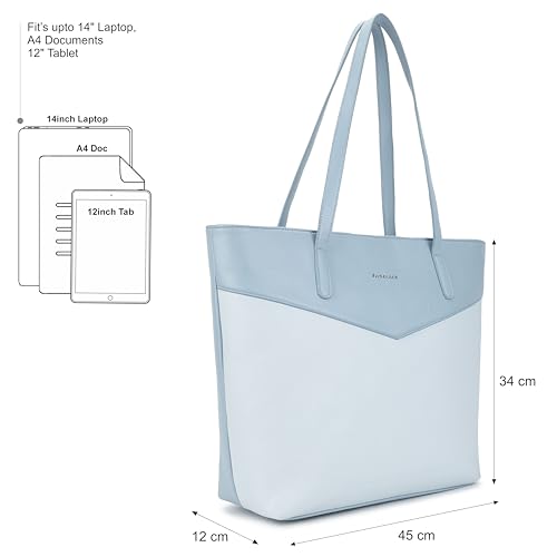 Image of Fastrack Casual Laptop Tote Bag for Girls, Large Size with a Zipper Closure and Padded Laptop Compartment, Compatible with Laptops up to 15 inches, Double Handle Type