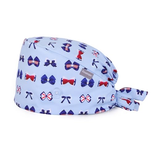 Image of Kousenpu Scrub Caps for Women, Adjustable Women's Surgical Cap with Buttons, Breathable Cute Design for Nurses and Doctors