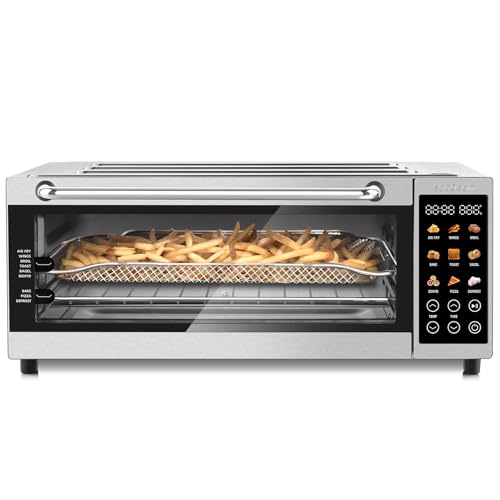 SEEDEEM 9-in-1 Heißluftfritteusenofen, 16 Quart Aufsatz-Konvektionsofen mit Toaster, Broil, Pizza, Toaster-Ofen & Dörrator, Küchengerät mit großem Fassungsvermögen in Rosa, Silber, Schwarz