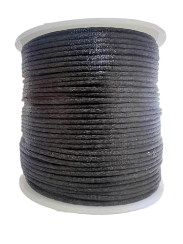 Rolo Cordão Fio De Cetim Seda Rabo De Rato 1mm 50m (Preto 016)